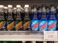Klang, Malaysia - 10 July 2020 :ÃÂ Mountain Dew soft drink bottles display for sell on the supermarket shelf. Royalty Free Stock Photo